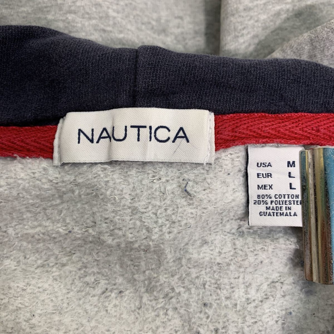 NAUTICA ジップアップ スウェット パーカー M グレーネイビー 