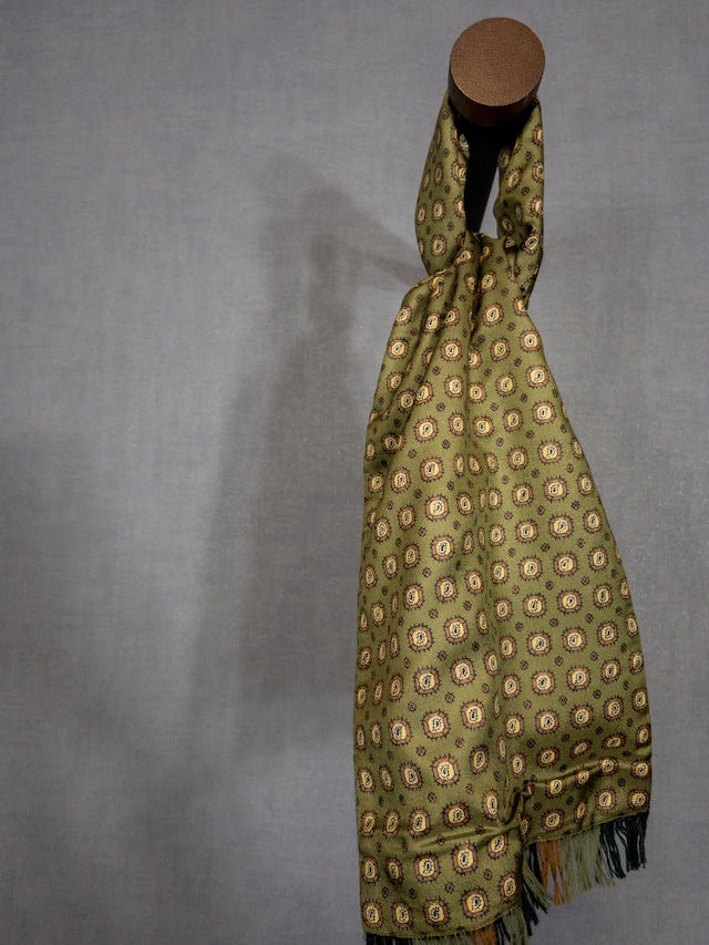 SAMMY Old Vintage Scarf, Green × Paisley Pattern, Made In England!!