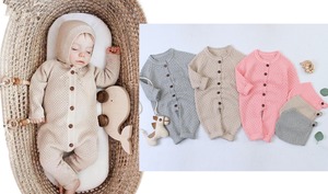 ニットロンパース カバーオール セットアップ ツーピース 足付き ジャンプスーツ ニット 長袖 赤ちゃん ベビー 新生児 秋 冬 女の子 男の子 ユニセックス 人気 おすすめ ベビー服 かわいい おしゃれ 誕生日 プレゼント 贈り物 ギフト 70 80 90 100 0歳 1歳 韓国 韓国子供服
