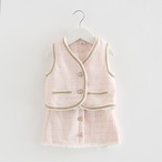 金ボタンのツイードベストセットアップ(ピンク)