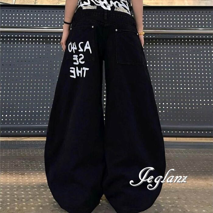 ダブル ウエスト バックロゴ パンツ ワイド レッグ ユニセックス(MC937)