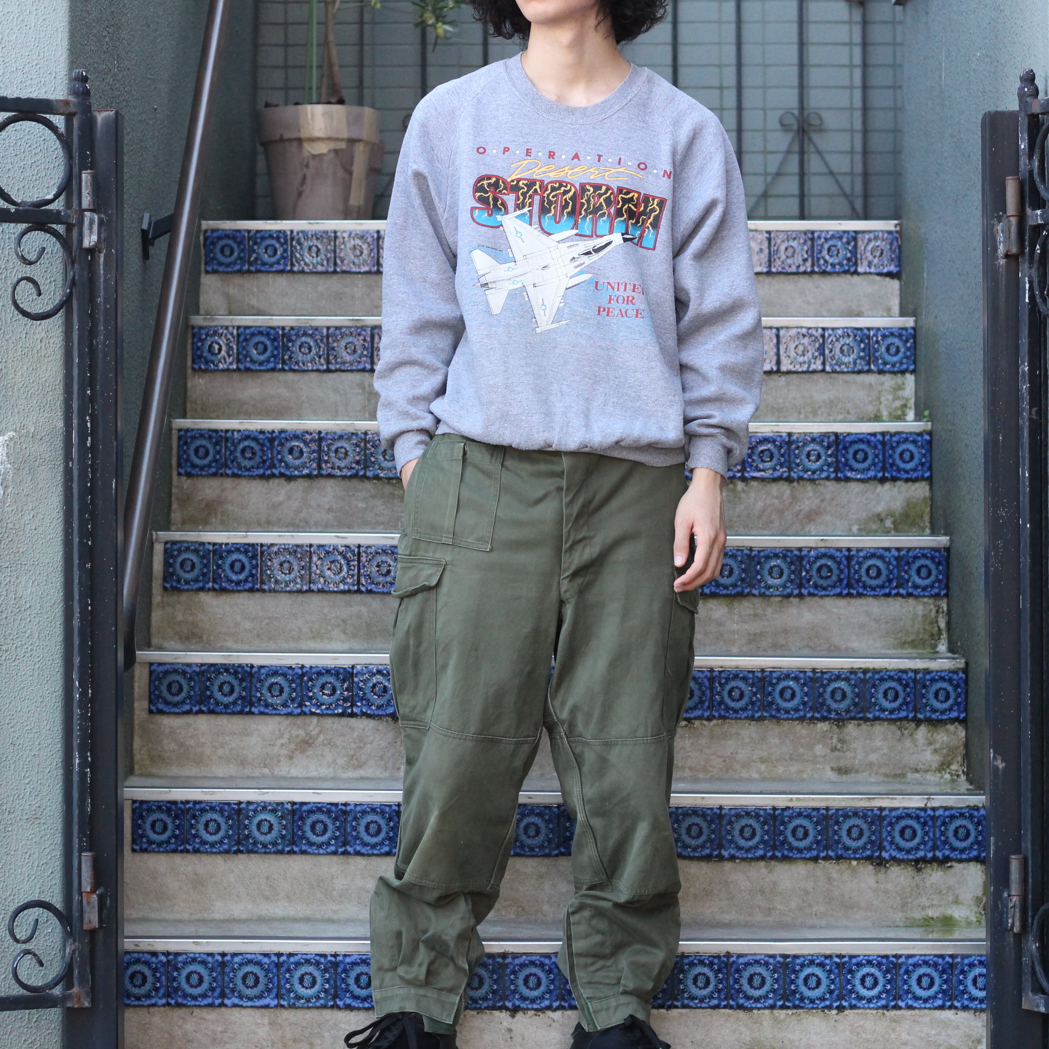 USA VINTAGE JERZEES FIGHTER PLANE DESIGN OVER SWEAT SHIRT/アメリカ