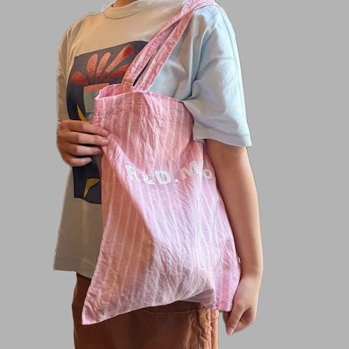 R&D.M.Co-/OLDMAN'S TAILOR オールドマンズテーラー　STRIPE SILK TOTE BAG ストライプシルクトー トバッグ　#8141 PINK