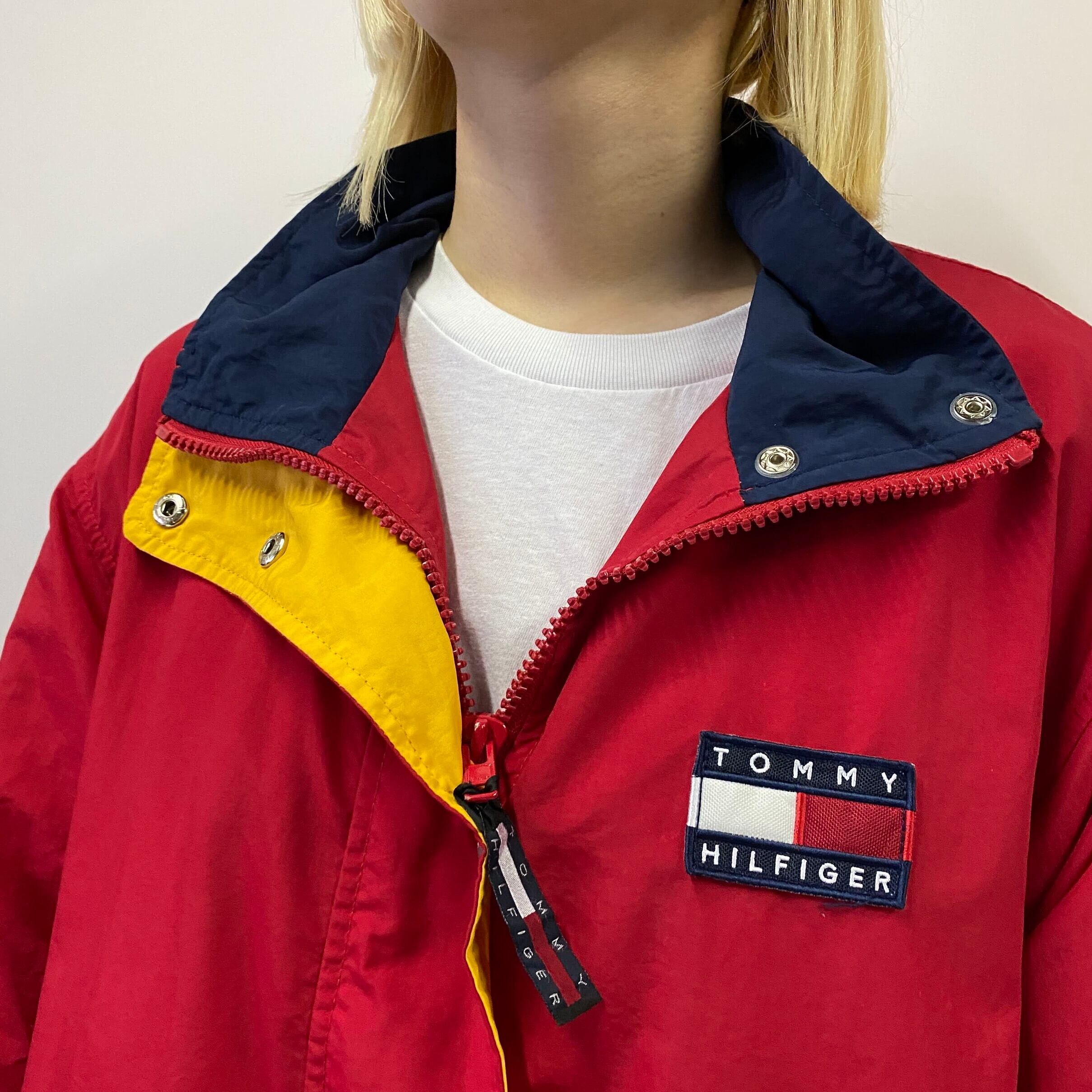 90年代 TOMMY HILFIGER トミーヒルフィガー 胸ロゴ バックプリント