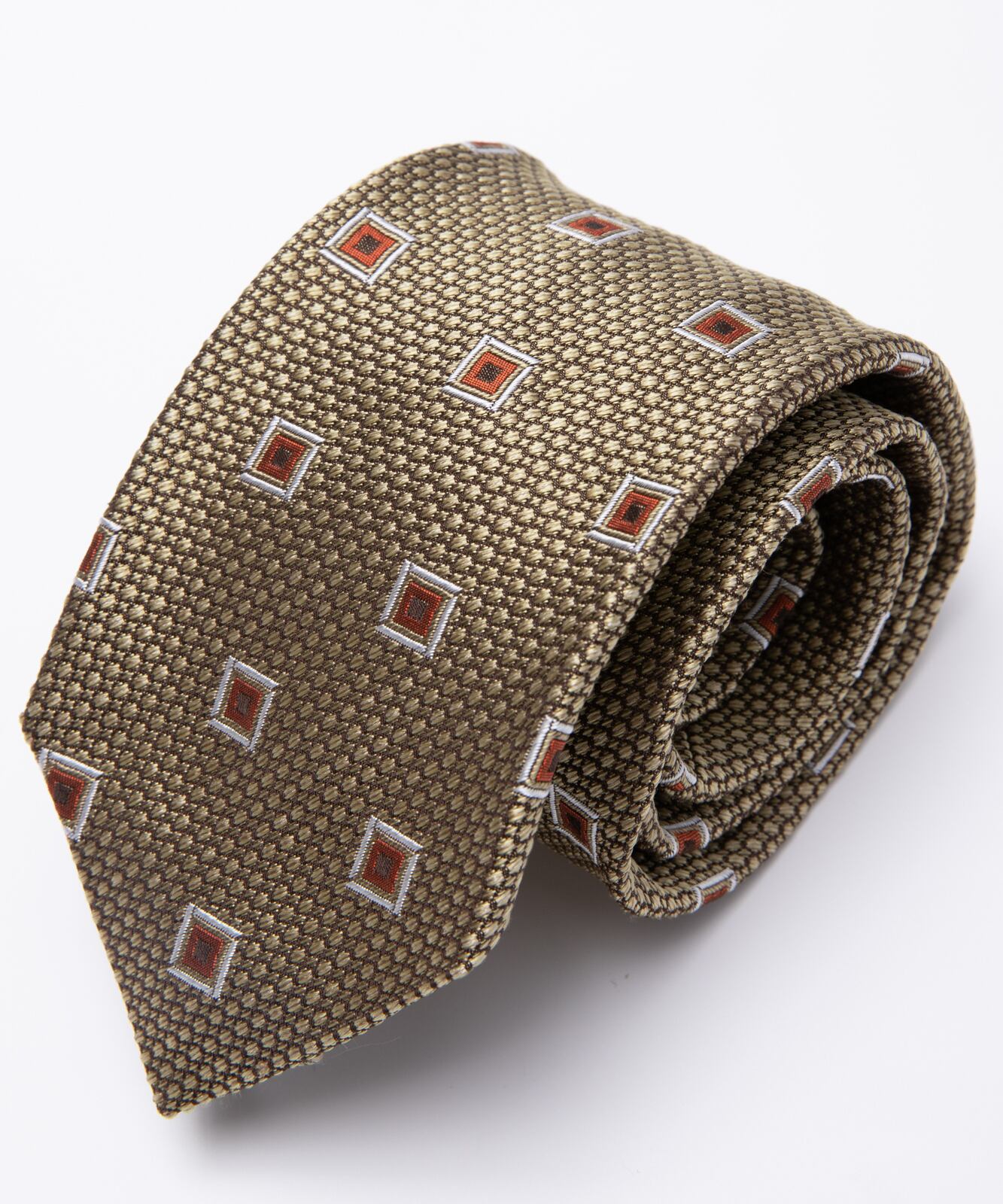 Franco Spada フランコスパダ フレスコ調クラシック四角柄ネクタイ ベージュ ネクタイドットコム