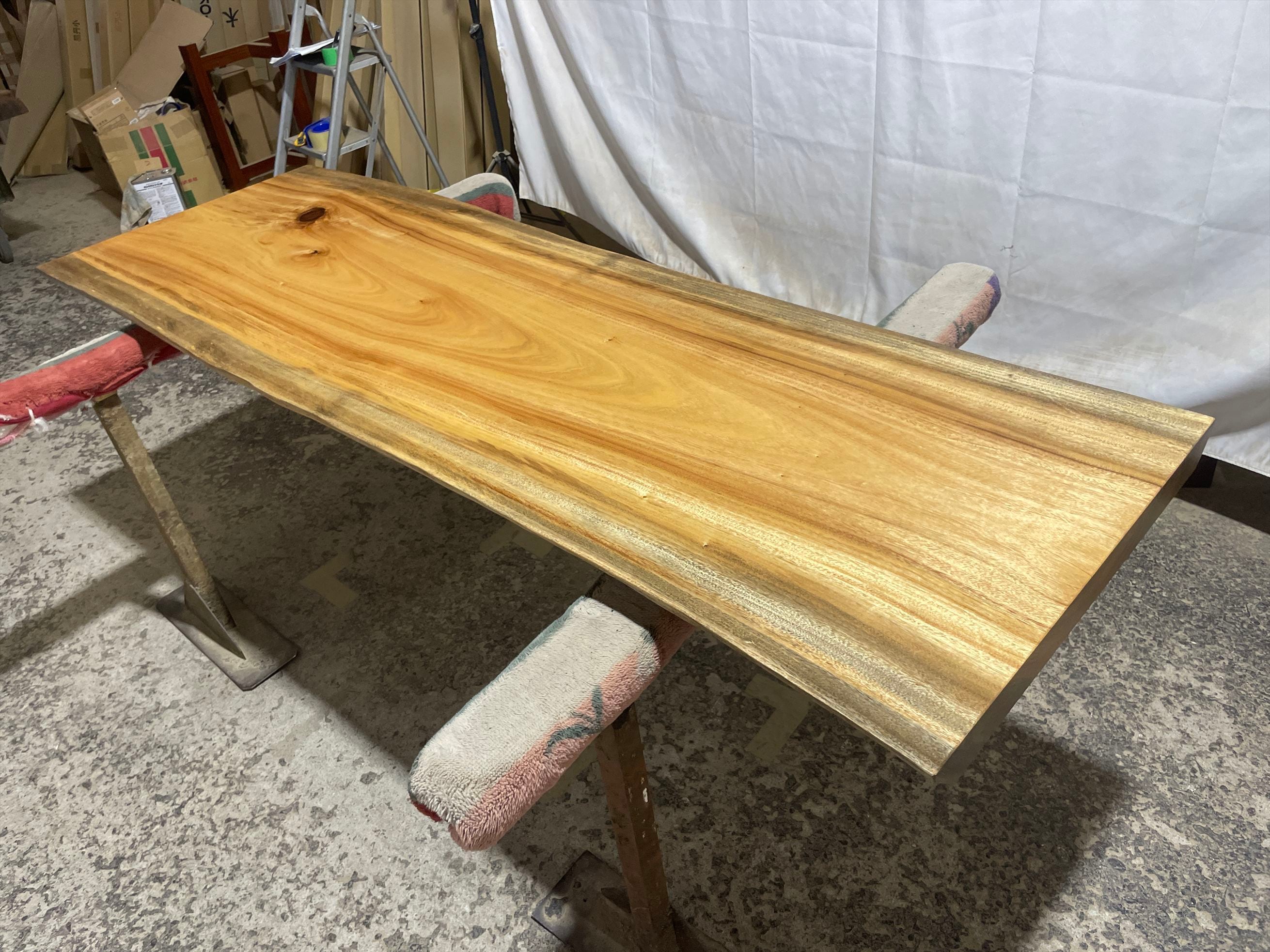 クス9529 楠 一枚板無垢材 1910x540-560x50mm カウンター ローテーブル