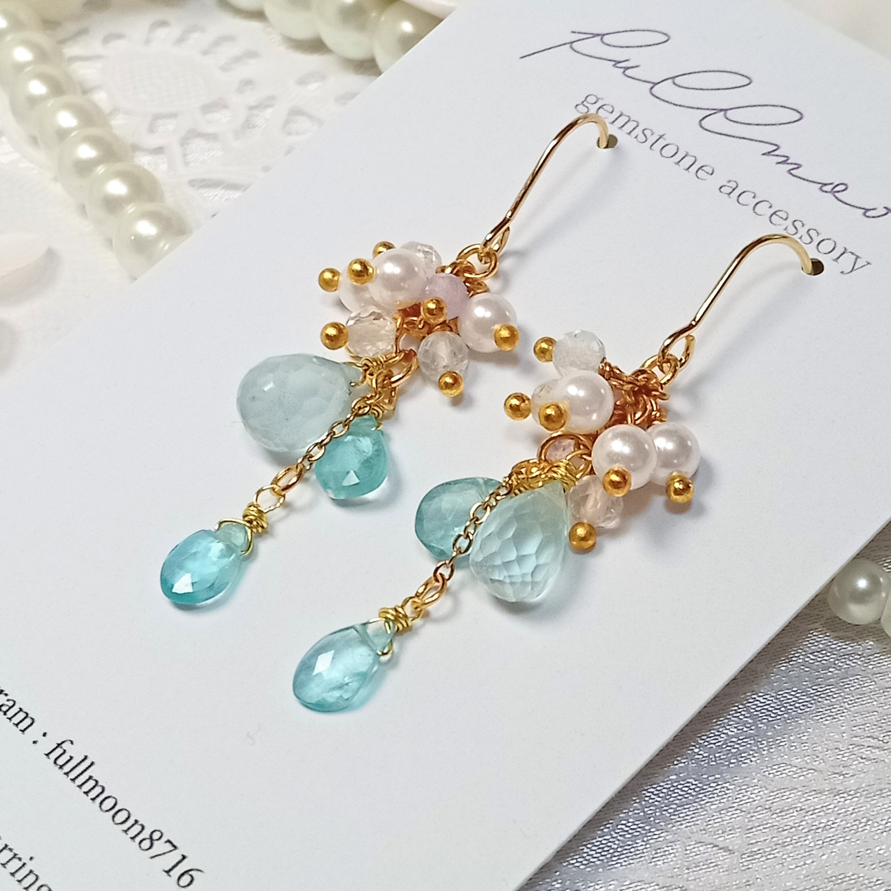 ☆涼風☆natural stone and czech beads earrings イヤリング  