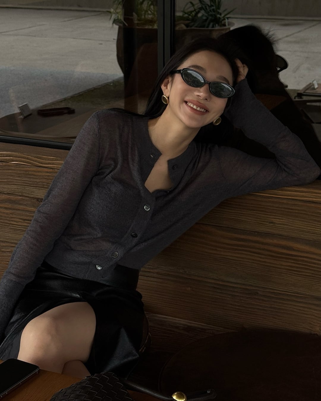 シアーウールシンプルカーディガン A25148