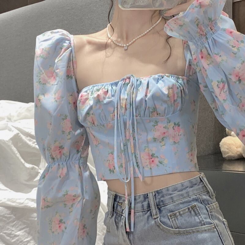 スリーブシャツ オータムショートフローラルドレス ロング 秋物 花柄 萌量不足52248984224