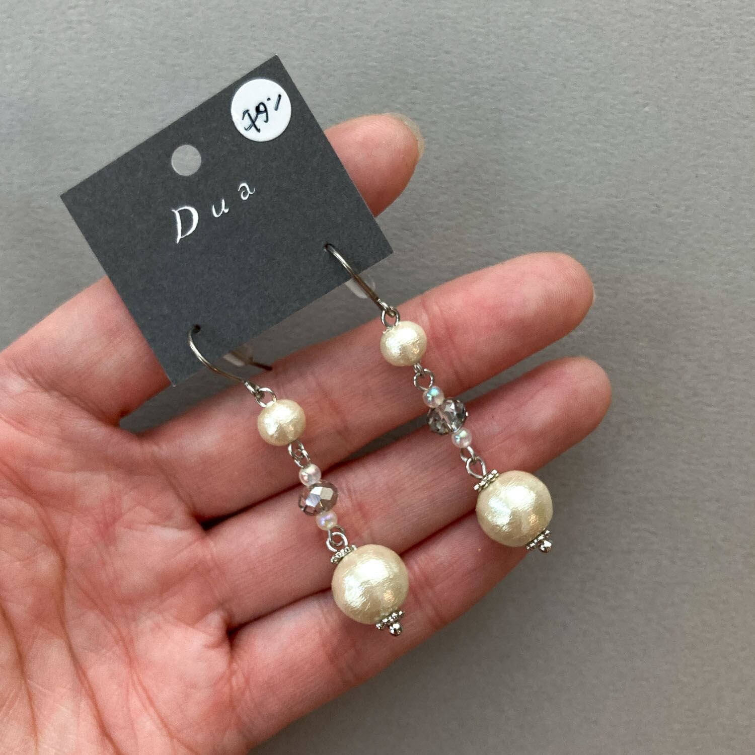 コットンパールとビーズのシルバーシンプル〈ピアス/イヤリング