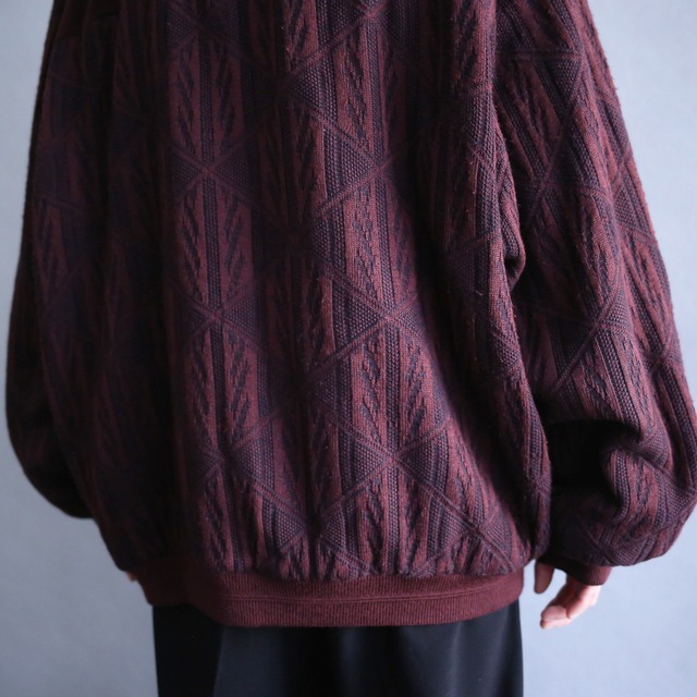 "fake suede × knit" crazy pattern blouson type 4b cardigan