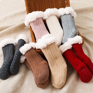 【3.7即納BABY】ケーブル編みラムウールルームソックス 全7色