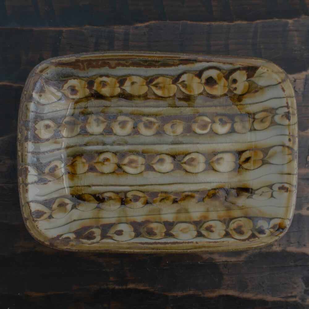 井上尚之 ふもと窯 小代焼 スリップウェア 角皿 2枚 小代焼