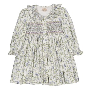 【KIDIWI】Adeline, smocked dress, in Romantic print with blue flowers(2y,3y)