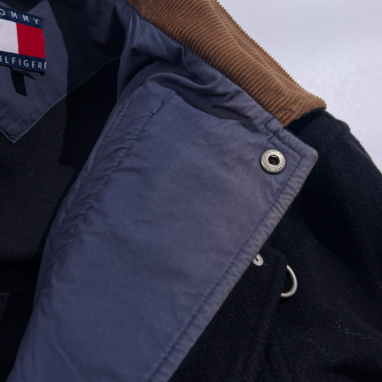 90s TOMMY HILFIGER トミーヒルフィガー ファイヤーマン コート ジャケット M/ネイビー ブラック メンズ ビンテージ