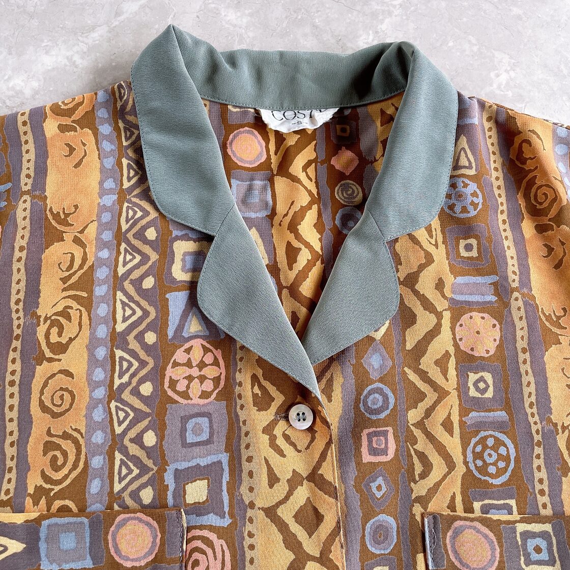 used レトロ 個性的 総柄 シャツ 古着 ヴィンテージ vintage 