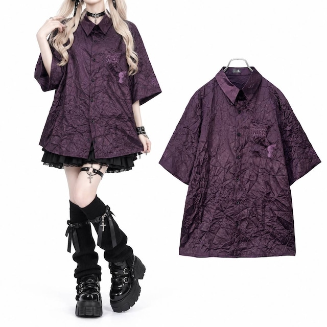 HEAVY WRINKLE HALF SLEEVE SHIRT【PURPLE】