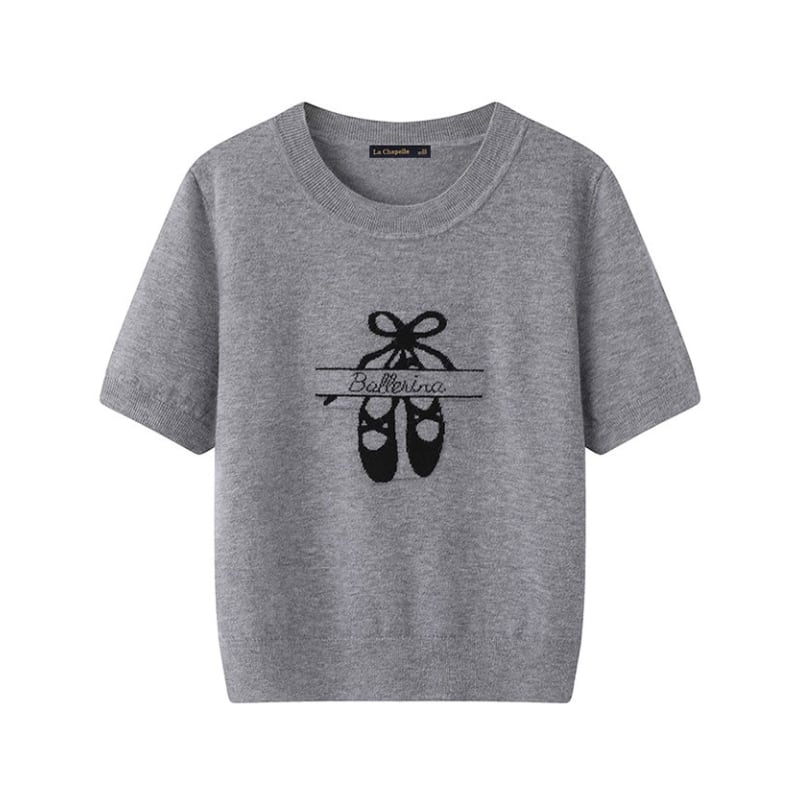 shoes motif logo print crew neck short sleeve knit m0332