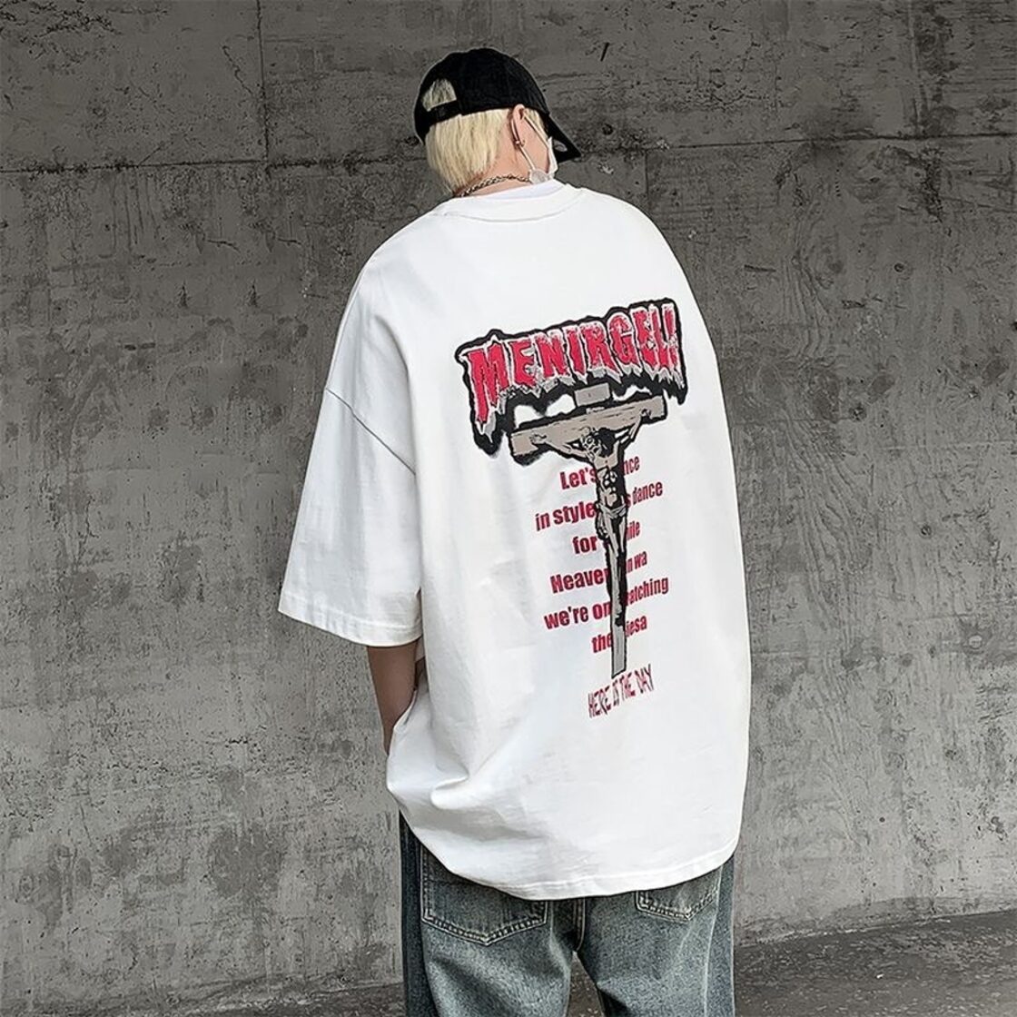 メンズ Tシャツ 十字架 キリスト バックプリント柄 カジュアル｜天使と 