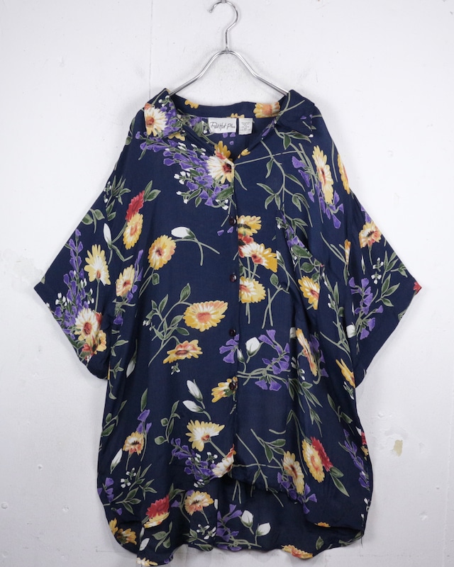 【Caka act2】Flower Pattern Vintage Loose S/S Rayon Shirt