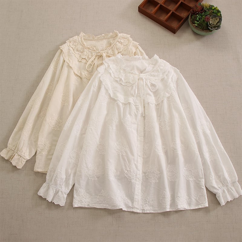 ふんわり刺繍リボンブラウス W1747