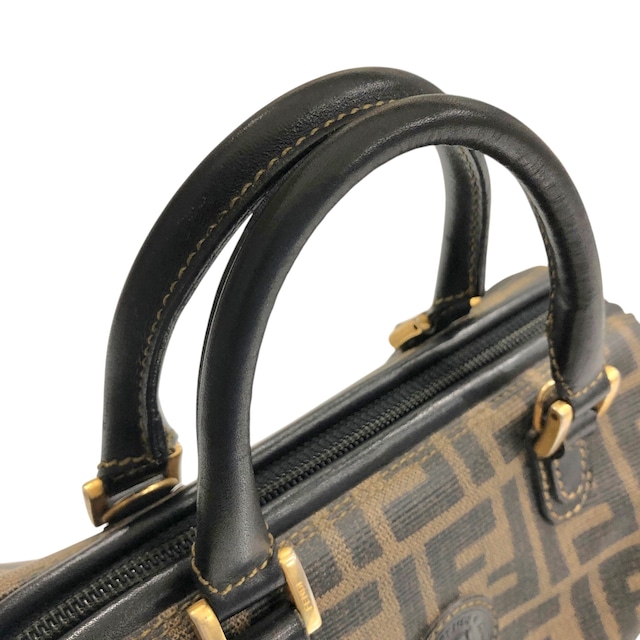 FENDI フェンディ ズッカ ショルダーバッグ ブラック PVCレザー 2way ミニボストン vintage ヴィンテージ オールド prhk66