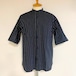 Stretch Stripe Band Collar Shirts　Black