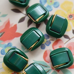 ●『2個セット』スクエア タイル調グリーン×ゴールド 14.5㎜
