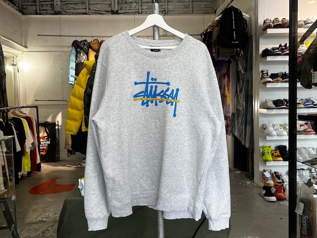 STUSSY LOGO CREWNECK SWEAT GREY LARGE 56202