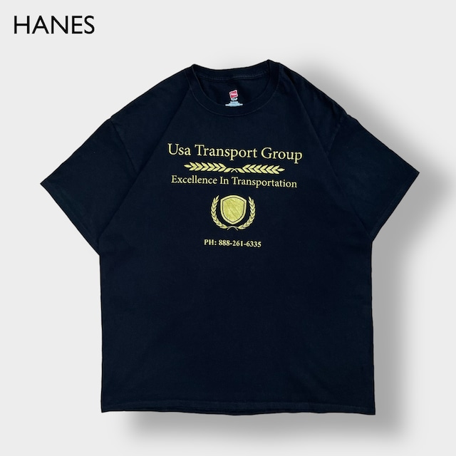 【HANES】企業系 プリントTシャツ 運送会社 Usa Transport Group X-LARGE ビッグサイズ 黒t 半袖 夏物 US古着