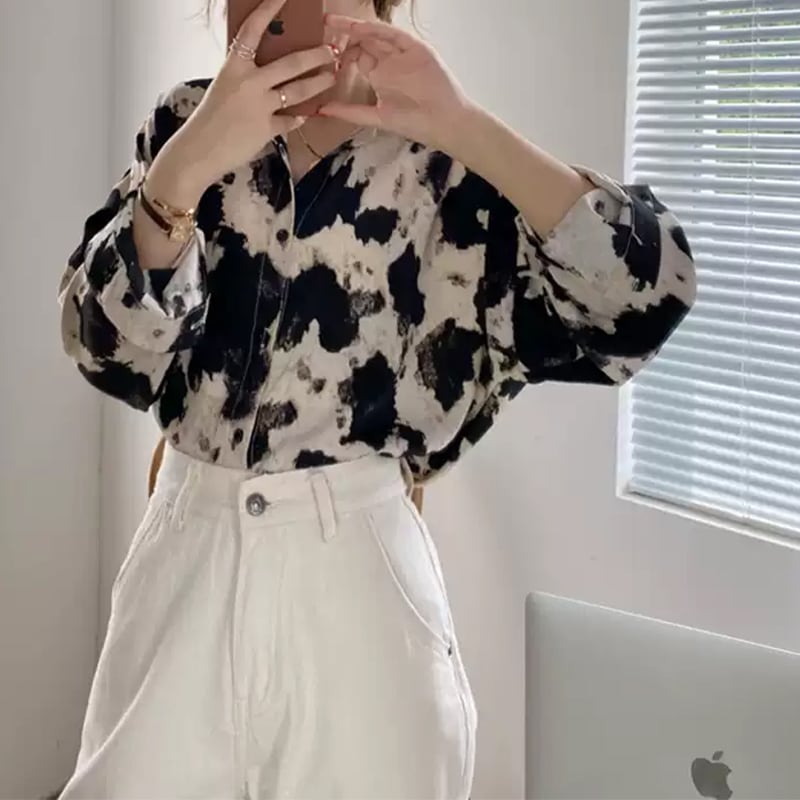 monotone tie-dye style print shirt 10173