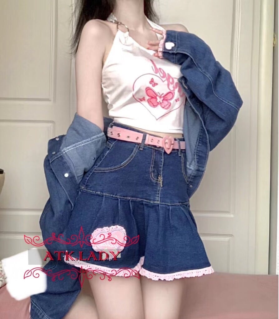ATK.LADY】l2618 へそ出し セットアップ 2ピース ビスチェ かわいい