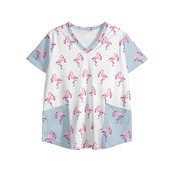 Women's Printed V Neck Workwear Nursing Tops 4267