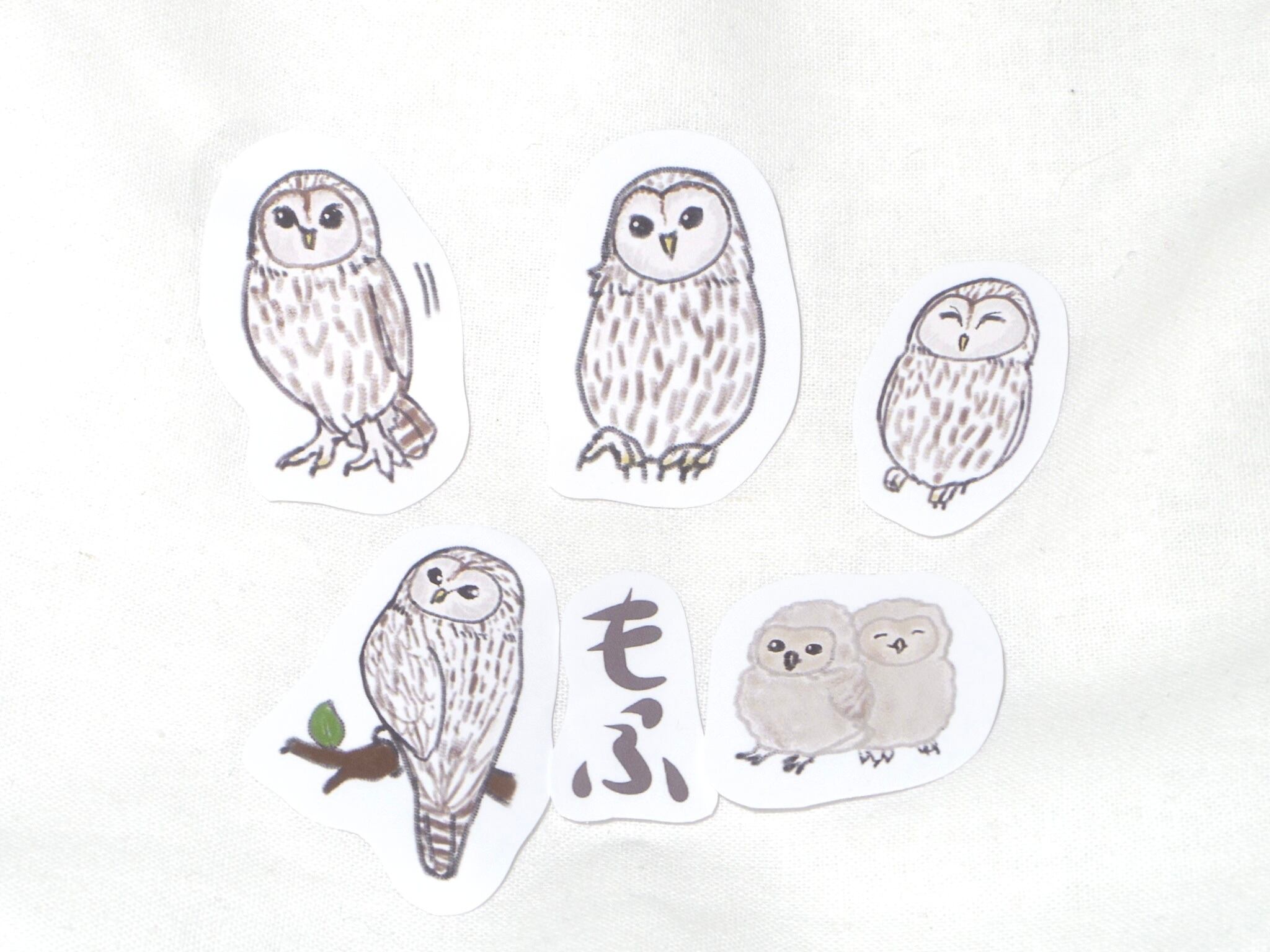 フクロウもふもふシール Komakkou64