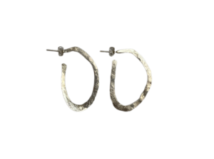 〈vintage silver925〉minimal hammered hoop pierce