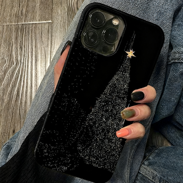 Christmas夜灯りのツリーiPhoneケース