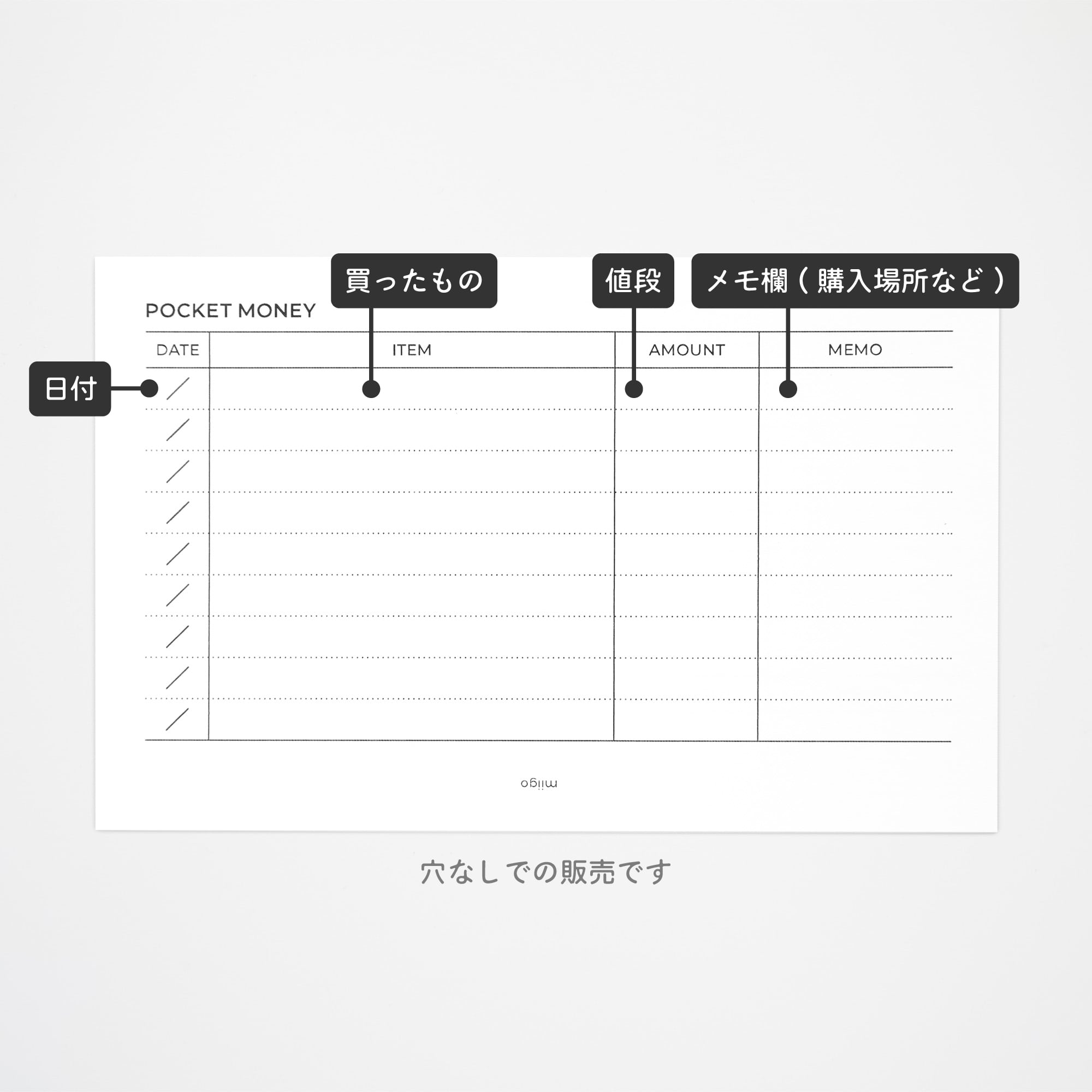 おこづかい帳 明細のみ | M6