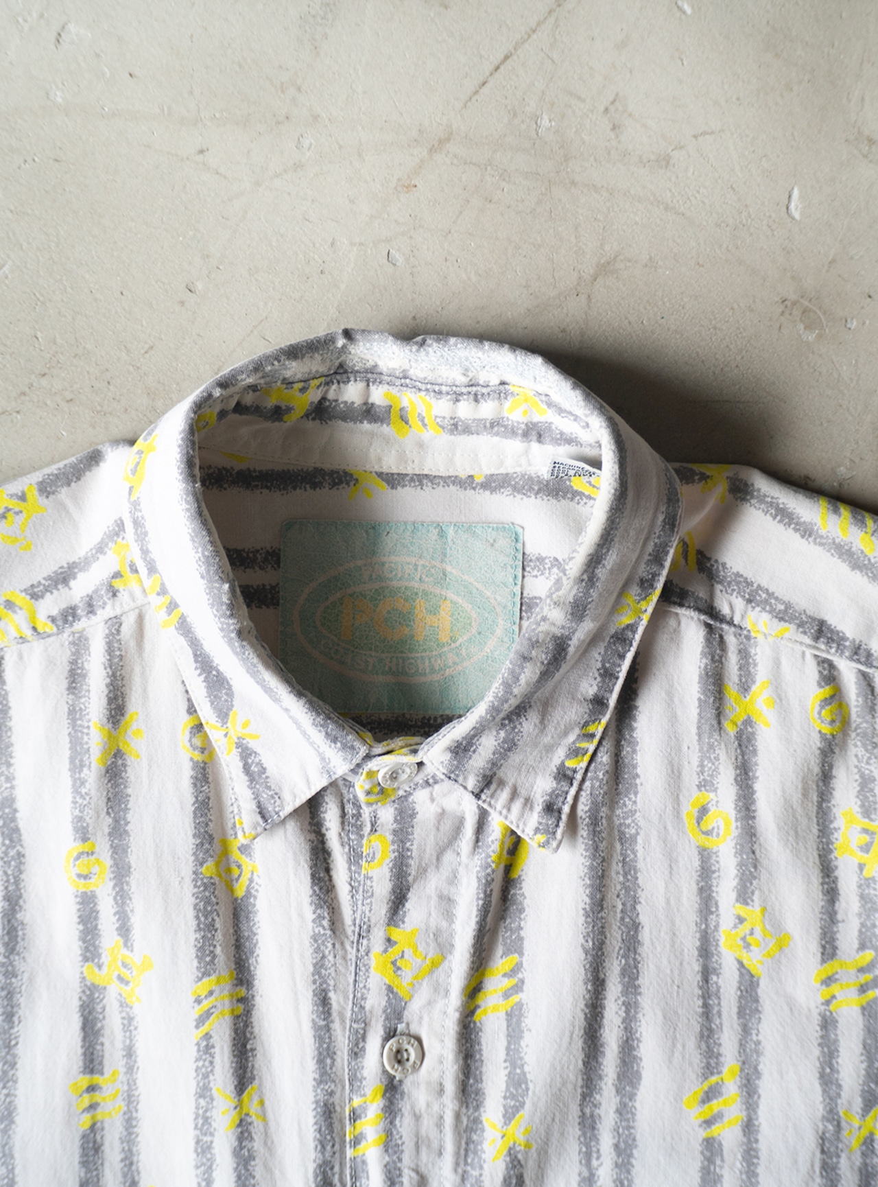 "PCH" 1990s Abstract symbol stripe shirt