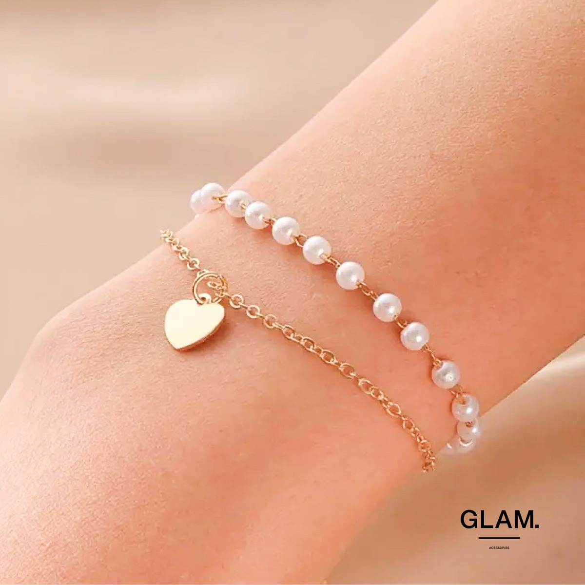 ロマンスハートパールブレスレット | 金属アレルギーに悩む女性向け