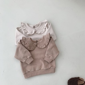 【冬作】シンプルフリル襟パーカー　全2色