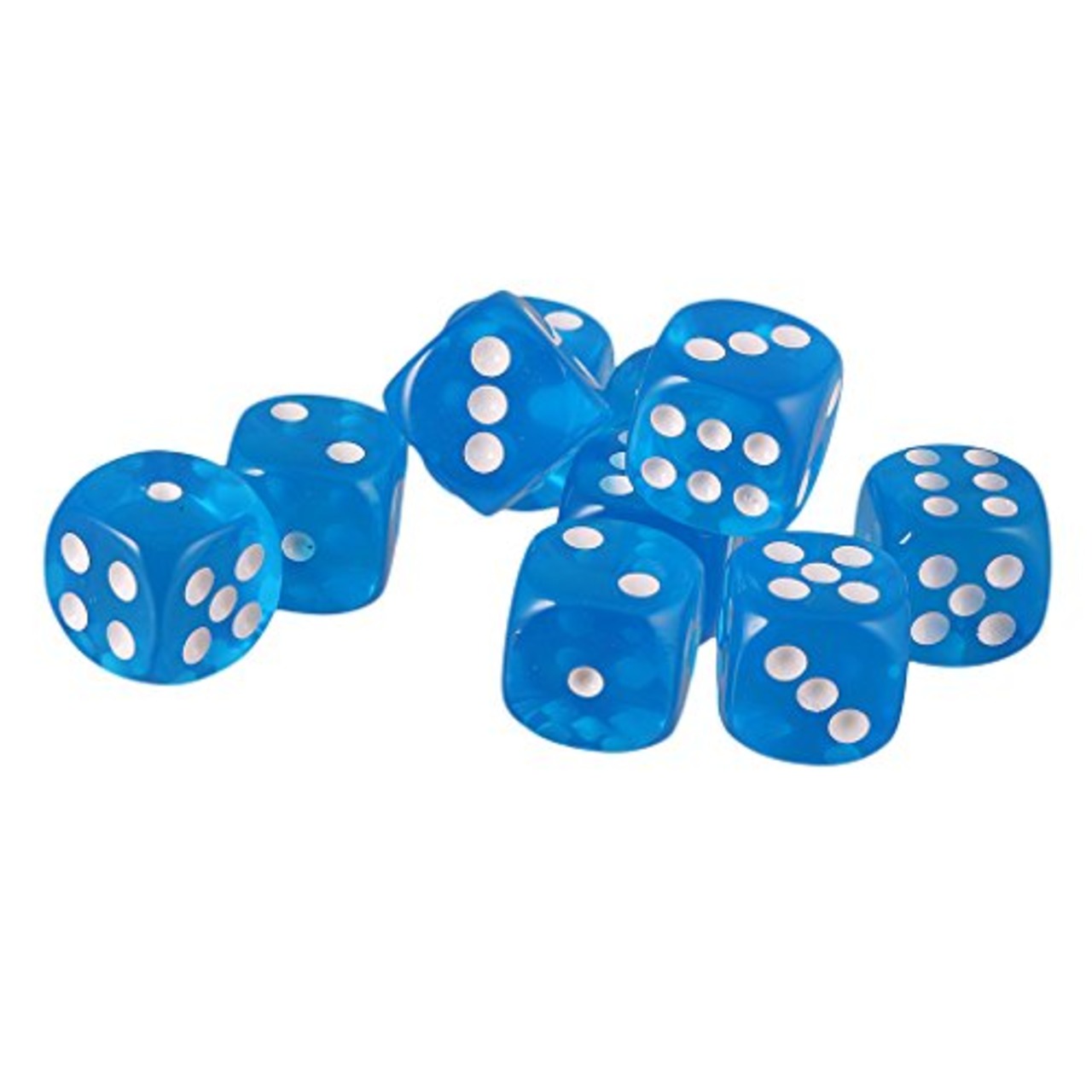 10個セット　TRPGゲーム　アクリル　おもちゃ　六面ダイス　D6　ダイス　サイコロ　全10色 - 青