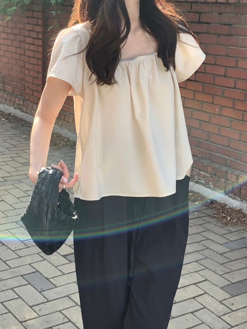 ネックギャザースクエアブラウス.1380