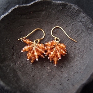 【K14gf・受注制作】Orange Garnet Earrings／オレンジガーネット  プチピアス