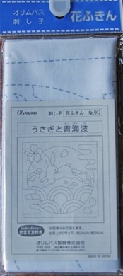 オリムパス製絲 花ふきん 刺し子布 90 うさぎと青海波