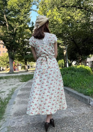 40's flower print lace dress
