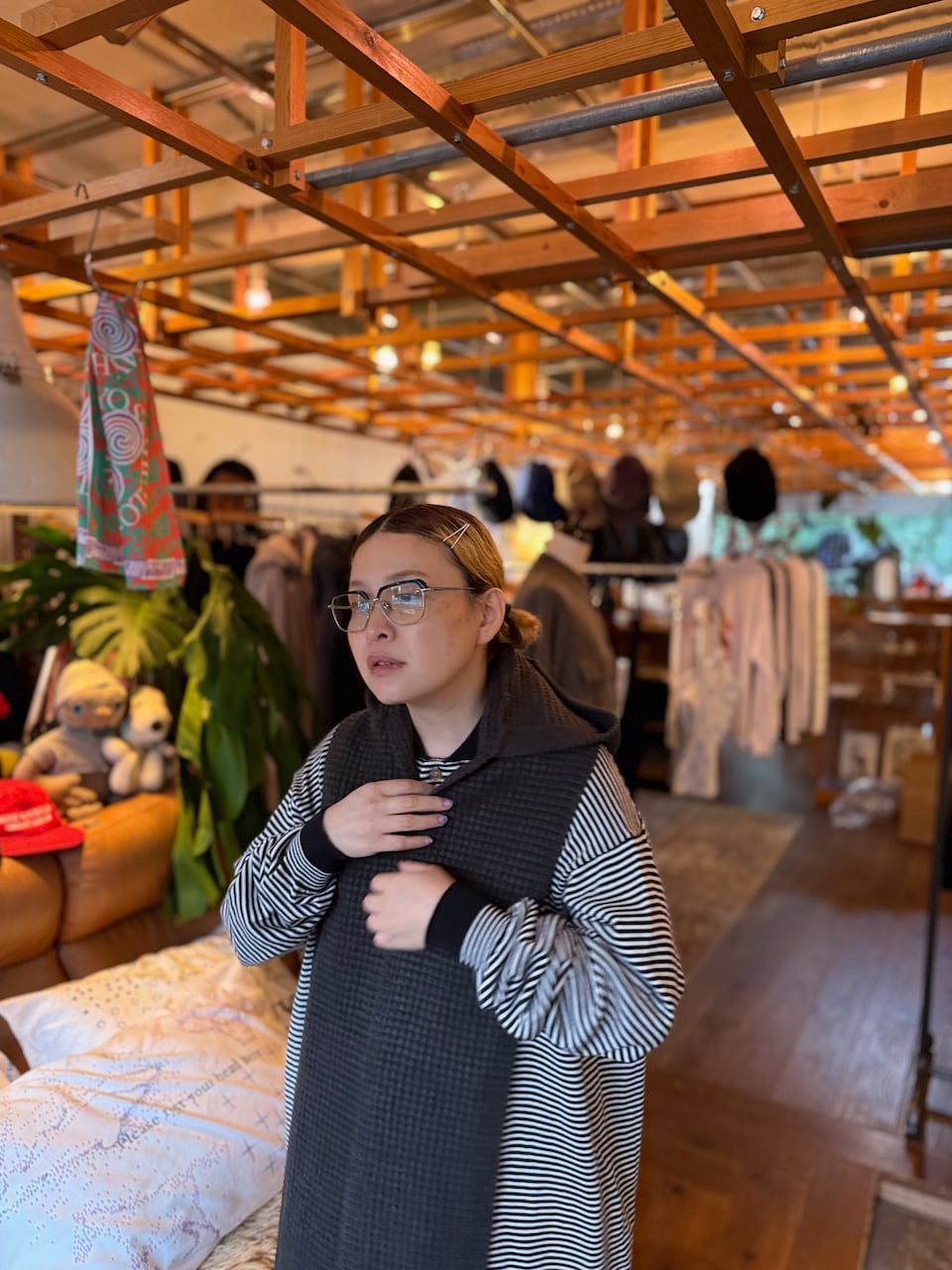 COMFORTABLE REASON / Waffle Hood Scarf | EE ONLINE STORE -