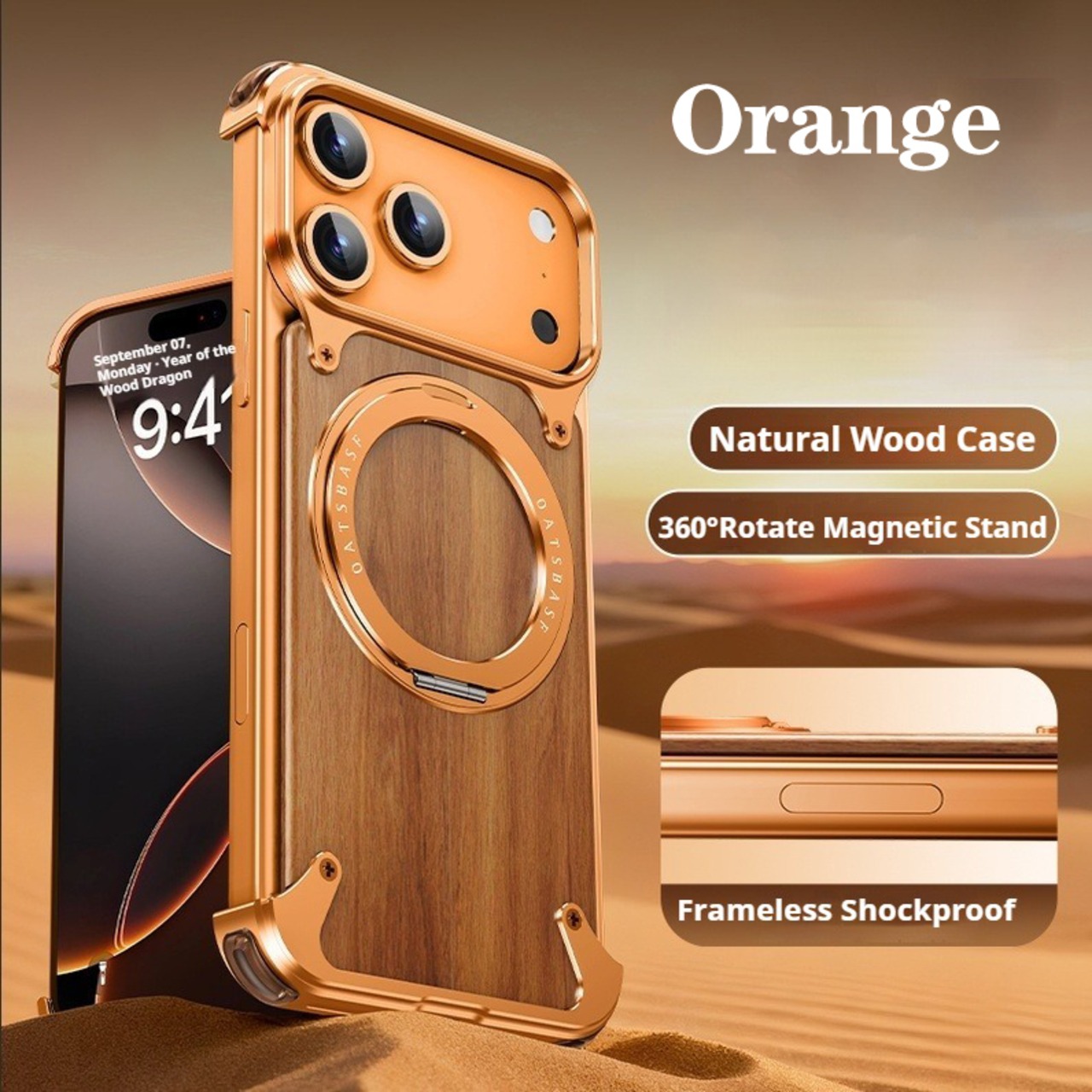 ◆iPhone17 Pro/Pro Max◆ Wood × Metal Magnetic Phone Case / ウッド×メタル マグネット スマホケース