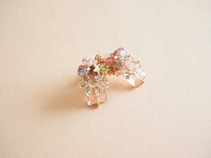 レクタングルglassピアス/イヤリング(ベージュ)