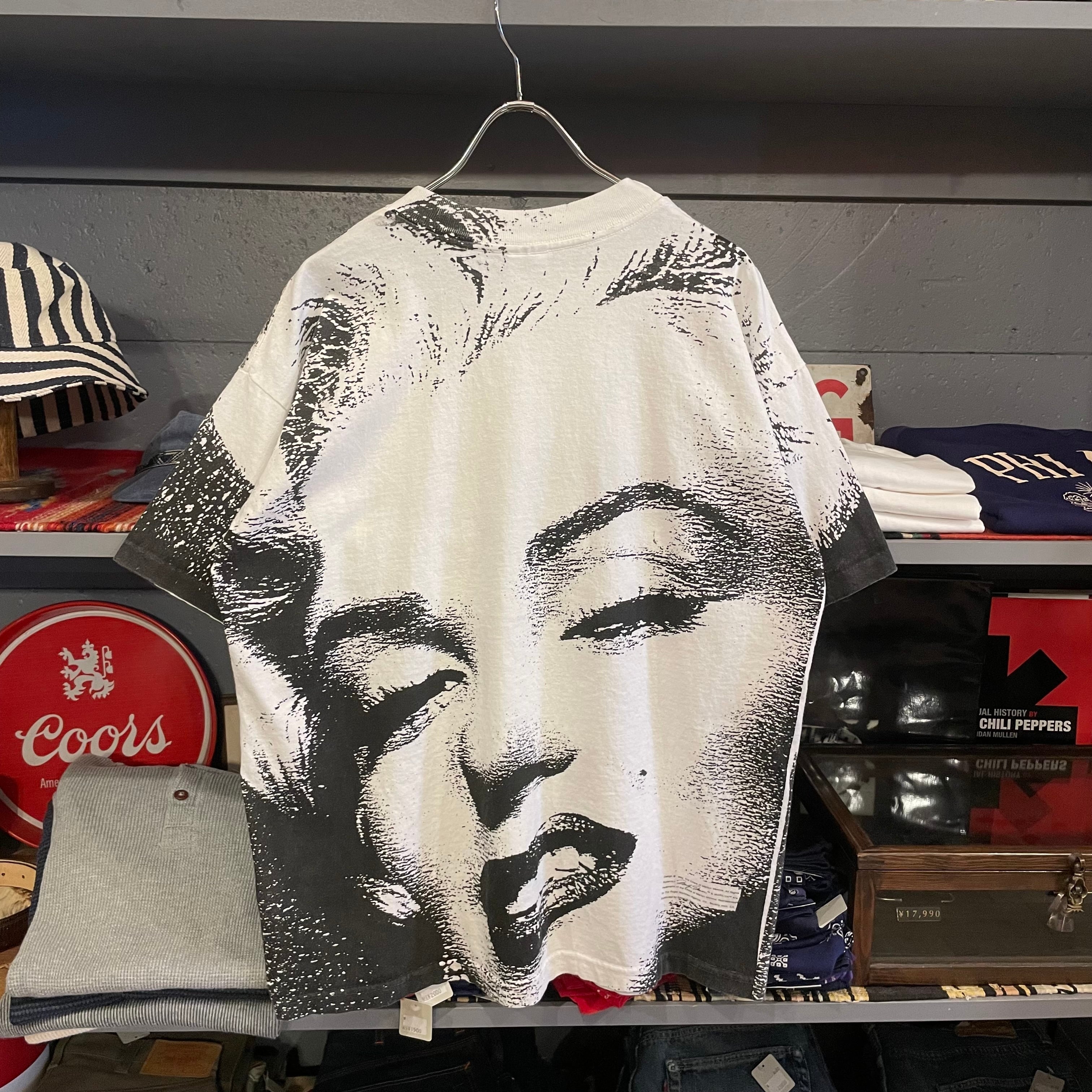 90s Marilyn Monroe 立ち姿 総柄 アート フォト Tシャツ-