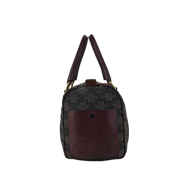CELINE セリーヌ ブラゾン ハンドバッグ グレー ボルドー キャンバス レザー ミニボストン vintage ヴィンテージ オールド iksjrc